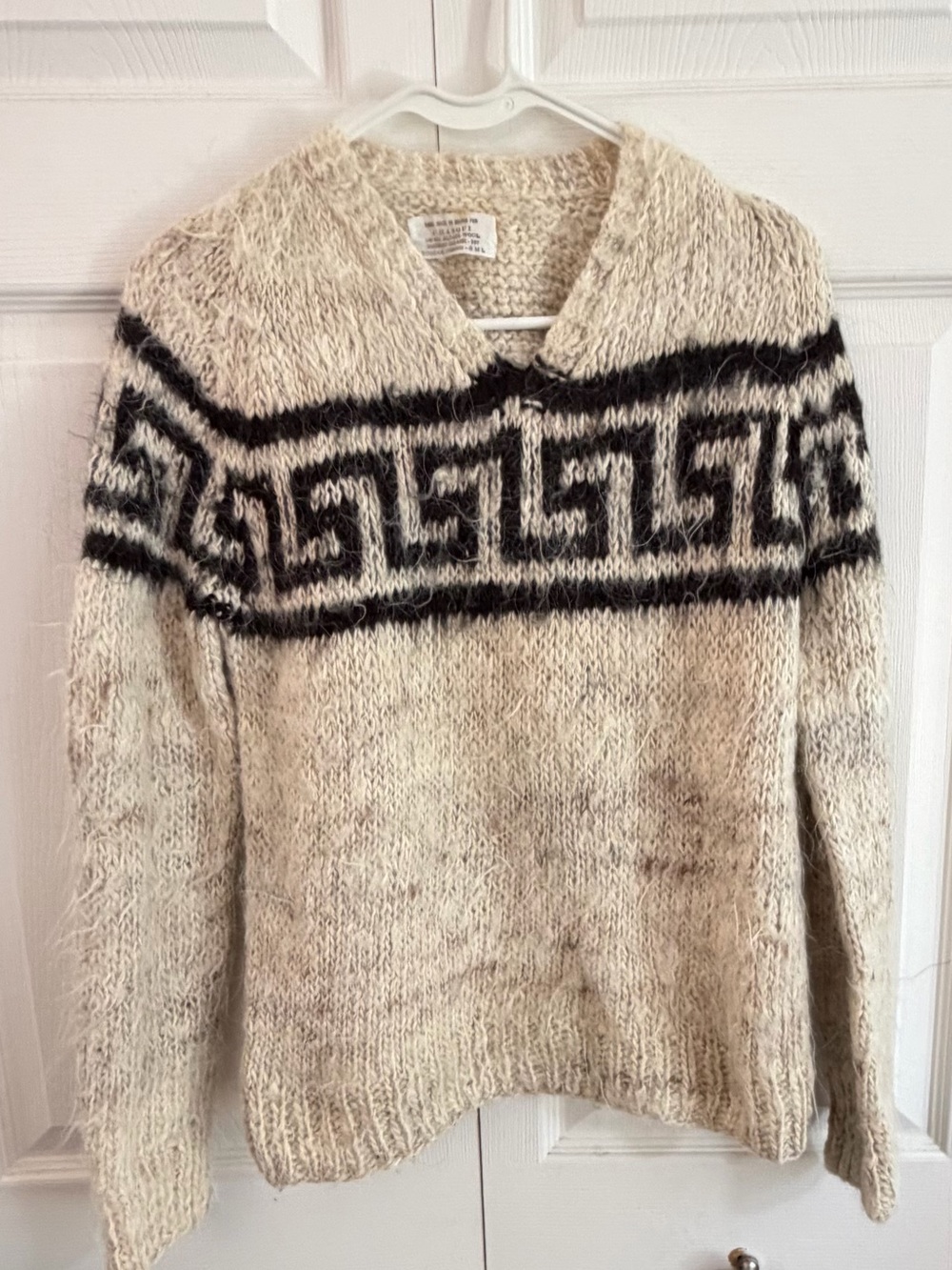 Alpaca Wool Sweater Chasqui Vintage Bolivia Geometric Nordic Pullover Small